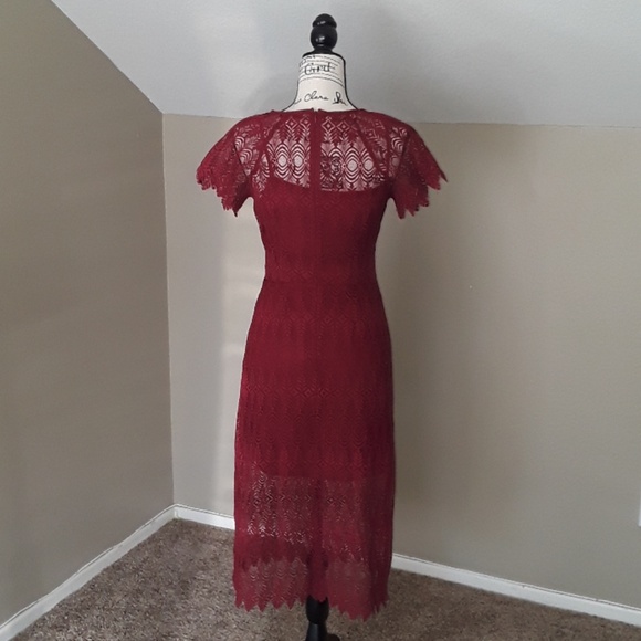 Revolve Endless Rose Ruby Red Lace Dress - Picture 5 of 17